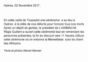2017 11 02 HYERES CEREMONIE DE TOUSSAINT STELE DE NOS DEFUNTS (0)